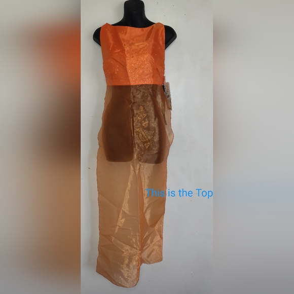⬇️REDUCED⬇️ GUNNE SAX Orange Chiffon 2pc Dress Size 9 NWT Vintage FLAWED Jessica - Picture 8 of 16